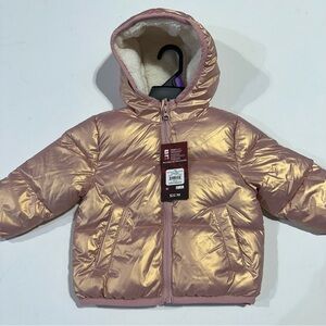 Swiss tech Shiny Pink Puffer Jacket with Hood